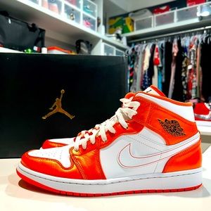 Jordan 1 mid electric orange worn a couple times